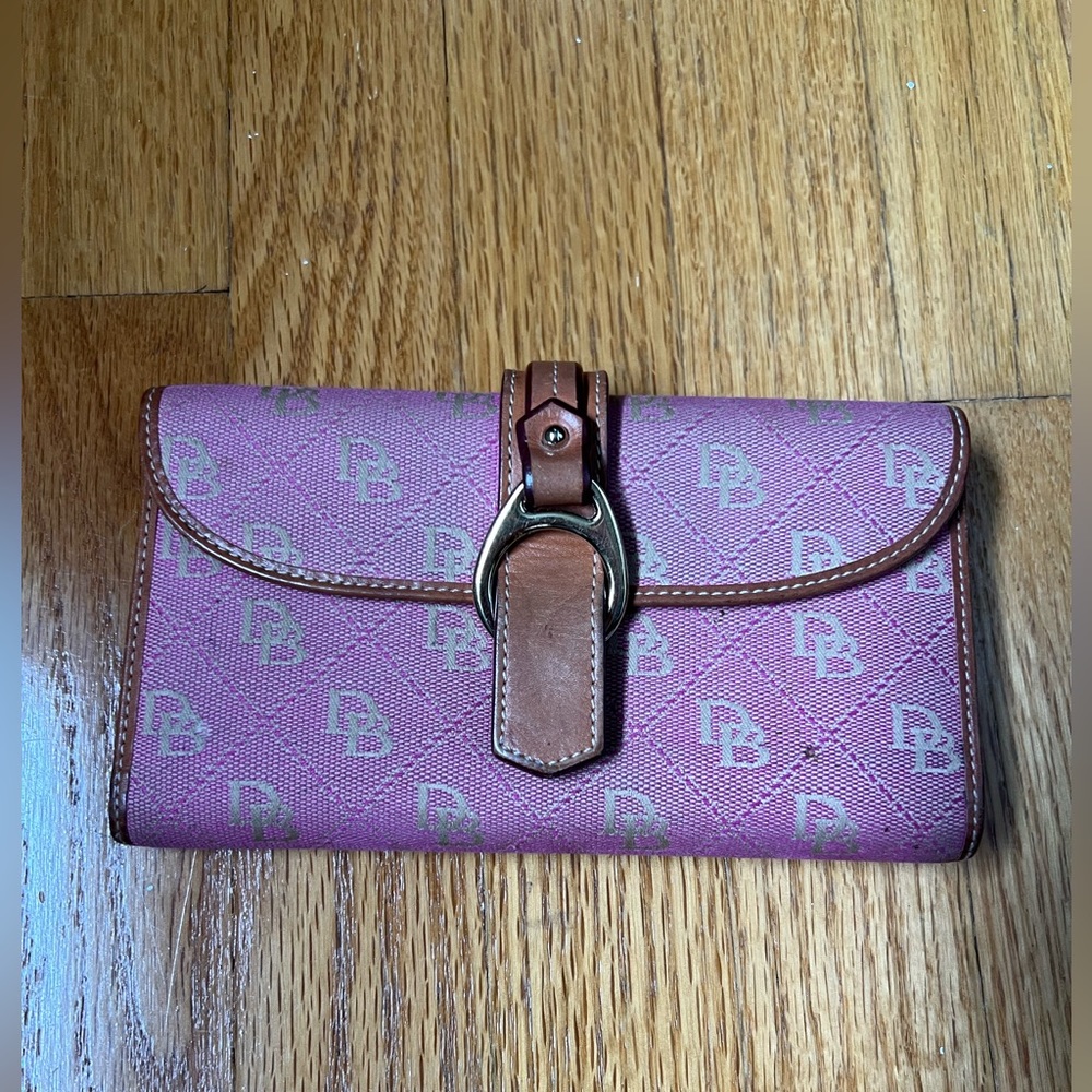 Dooney and Bourke wallet, pink with gold hardware